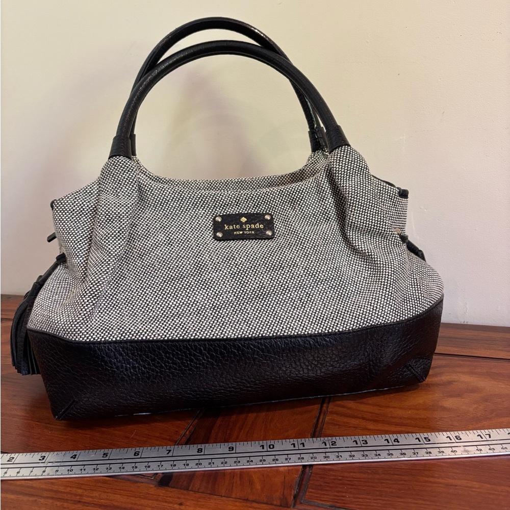 Kate Spade Black and White Textured Satchel